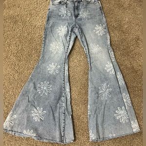Cute 80s flower bell bottom denim SIZE: 2R